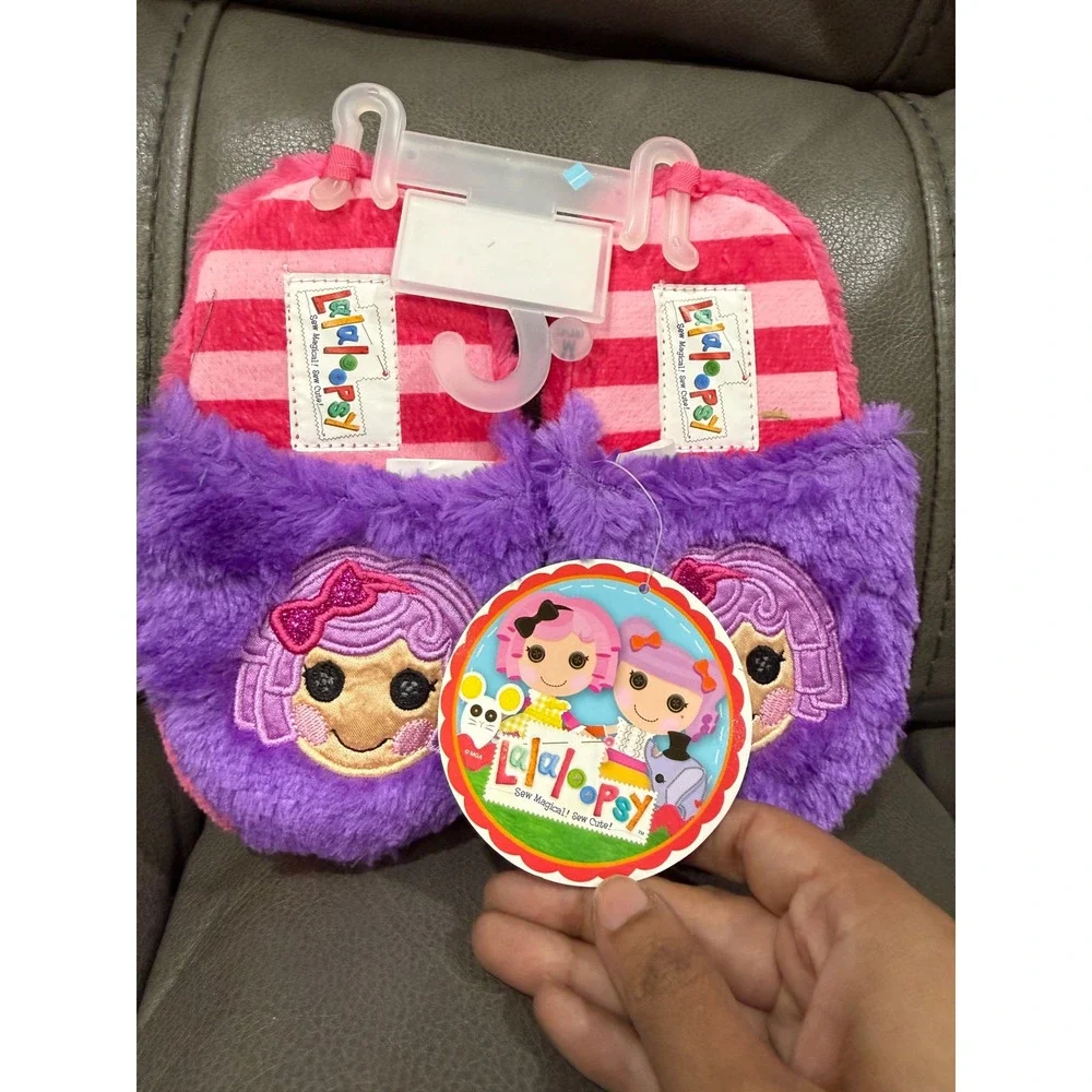 Lalaloopsy Girls Purple Pink Plush Character Slippers Size M 9/10 New